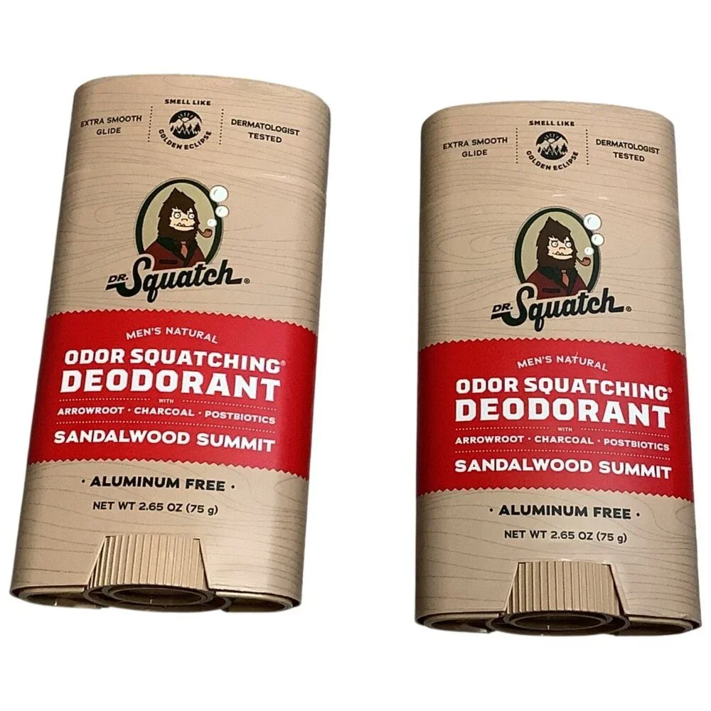 2 Dr. Squatch Sandalwood Summit Natural Deodorant Mens 2.65 Oz Aluminum Free